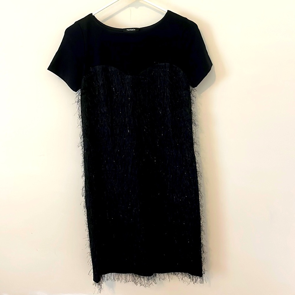 Brand new Max&Co. feather black dress